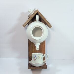 Rustic Wooden Bird Feeder/ Birdhouse Handmade English Tea
